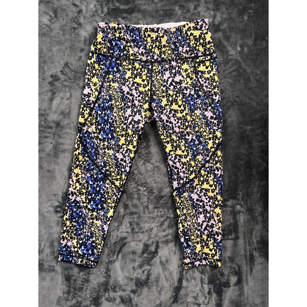 Sweaty Betty Leggings Size Small Blue Pink Yellow Power Crop 20" Floral Pattern